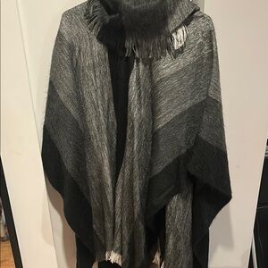 Gray and Black Striped Poncho